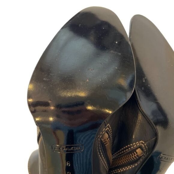 Coach Women’s Nancie Soft Calf Black Pebbled Leather Heeled Bootie Italy Size 6 - Picture 13 of 15